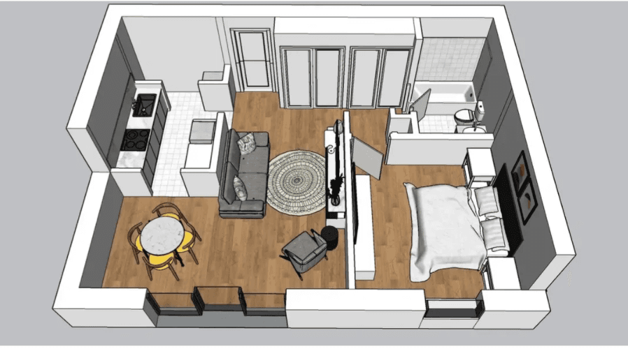 1 Bedroom — Premiere floor plan at Executive House Apartments